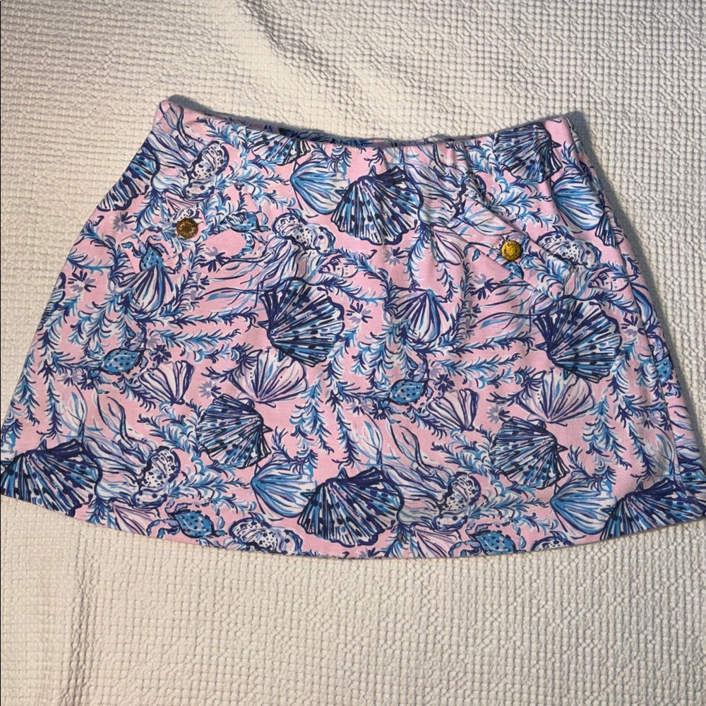 Lilly Pulitzer Pink and Blue Shell-Print Skort